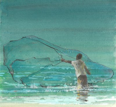 Lone Fisherman 3, 2015 by Lincoln Seligman